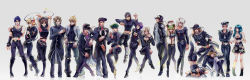 Rule 34 | 2girls, 6+boys, absurdres, anchor (symbol), battle tendency, belt, black theme, blue eyes, bola (weapon), boots, bruno bucciarati, caesar anthonio zeppeli, cc3323, cleavage cutout, clothing cutout, crop top, diamond is not crash, diego brando, dio brando, double bun, earrings, everyone, facial mark, father and daughter, father and son, feathers, fingerless gloves, full body, gakuran, giorno giovanna, gloves, goggles, goggles on headwear, grandfather and grandson, gyro zeppeli, hair bun, hat, headband, heart, higashikata josuke, higashikata josuke (jojolion), highres, hirose yasuho, horseshoe, jewelry, johnny joestar, jojo no kimyou na bouken, jojolion, jonathan joestar, joseph joestar, joseph joestar (young), kakyoin noriaki, kishibe rohan, knee pads, kuujou jolyne, kuujou joutarou, long image, looking at viewer, multicolored hair, multiple belts, multiple boys, multiple girls, multiple persona, peace symbol, peaked cap, phantom blood, pompadour, purple shirt, ribbon, sailor collar, scarf, school uniform, shirt, simple background, star (symbol), stardust crusaders, steel ball run, stone ocean, tank top, time paradox, torike (cc3323), two-tone hair, uncle and nephew, vento aureo, weather report, wide image, zigzag
