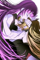 Rule 34 | 2girls, absurdres, black hair, brown hair, closed eyes, feather hair ornament, feathers, hair ornament, hand on another&#039;s head, hand on another&#039;s shoulder, height difference, highres, hololive, hololive english, hug, long hair, mori calliope, multicolored hair, multiple girls, nanashi mumei, pink hair, ponytail, pungson mori, shirt, smile, streaked hair, very long hair, virtual youtuber, white hair, white shirt
