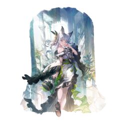 Rule 34 | 1girl, animal ears, bare shoulders, erune, flower, granblue fantasy, hair flower, hair ornament, japanese clothes, kimono, korwa (yukata) (granblue fantasy), looking at viewer, official art, smile, solo, teeth, white hair, yukata