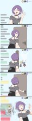 3girls :3 absurdres animal_ear_hairband animal_ears bang_dream! bang_dream!_it&#039;s_mygo!!!!! bdsm black_choker black_skirt blonde_hair blue_hair breasts cat_ear_hairband cat_ears chihaya_anon choker cleavage closed_eyes commentary dated_commentary fake_animal_ears fake_screenshot finger_heart grey_shirt hairband highres kneehighs long_hair mortis_(bang_dream!) mortis_(costume)_(bang_dream!) mortis_(persona)_(bang_dream!) multiple_girls off-shoulder_shirt off_shoulder open_mouth pink_eyes pink_socks purple_hair restrained shirt short_hair short_sleeves skirt socks togawa_sakiko wakaba_mutsumi walk-in white_shirt yuri yuutenji_nyamu yzj21333