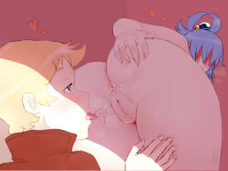 Rule 34 | 1boy, 1girl, anal, anilingus, anus, aqua (konosuba), ass, anal fluid, dust (konosuba), hetero, highres, kono subarashii sekai ni shukufuku wo!, leo..., pussy, self-upload, tagme