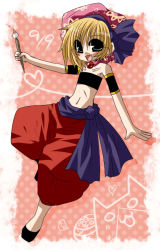 1990s_(style) art_brush blonde_hair blue_eyes dog fang final_fantasy final_fantasy_vi flat_chest hat interceptor katagiri_yukiri open_mouth paintbrush relm_arrowny retro_artstyle shadow_(ff6) solo yukiri_k