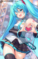 Rule 34 | aqua eyes, aqua hair, aqua necktie, black sleeves, detached sleeves, hatsune miku, long hair, necktie, number tattoo, tattoo, twintails, very long hair, vocaloid, z-ki