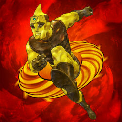 Rule 34 | 1boy, abs, alien, boots, cyborg, gem, gem on head, gloves, igunuk, jumping, kaijin, muscular, muscular arms, muscular legs, muscular male, no humans, p-productions, pectorals, seijin, spectreman, spectreman (character), superhero costume