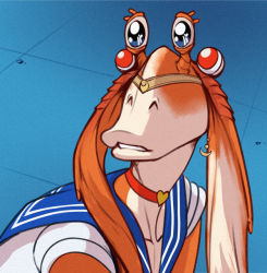 alien bishoujo_senshi_sailor_moon blue_eyes cosplay izra jar-jar_binks meme parody sailor_moon_(cosplay) sailor_moon_redraw_challenge_(meme) solo star_wars star_wars:_the_phantom_menace tagme