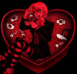 Rule 34 | absurdres, blonde hair, blood, bow, cup, dio brando, drinking blood, eyelashes, fangs, heart, highres, jojo no kimyou na bouken, jonathan joestar, kasanemichael, male focus, menstrual pad, menstruation, panties, phantom blood, smile, tampon, teacup, tongue, tongue out, underwear, vampire