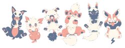 Rule 34 | animal focus, commentary, fangs, full body, gen 1 pokemon, gen 2 pokemon, gen 3 pokemon, gen 5 pokemon, gen 7 pokemon, gen 8 pokemon, growlithe, highres, houndour, lillipup, limited palette, manami (uovoegg), nintendo, no humans, pawpads, pokemon, pokemon (creature), poochyena, rockruff, simple background, socks, symbol-only commentary, tongue, tongue out, unworn socks, white background, yamper