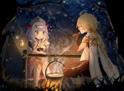 Rule 34 | + +, 1boy, 1girl, aether (genshin impact), ahoge, armor, bad anatomy, blonde hair, bowl, braid, braided ponytail, brown gloves, brown pants, campfire, chaki (life music c), eating, flower, food, genshin impact, gloves, greaves, green eyes, grey hair, hair flower, hair ornament, headdress, holding, holding bowl, long hair, medium hair, night, noelle (genshin impact), pants, red flower, red rose, rose, scarf, shoulder armor, single braid, sitting, smile, tent, vambraces, white gloves, white scarf