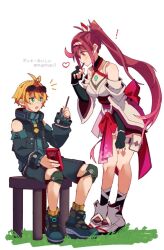 1boy 1girl blonde_hair breasts glimmer_(xenoblade) large_breasts long_hair mugimugis nikol_(xenoblade) ponytail short_hair very_long_hair xenoblade_chronicles_(series) xenoblade_chronicles_3 xenoblade_chronicles_3:_future_redeemed