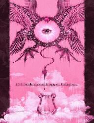 1girl angel_wings berrylavend3r biblically_accurate_angel cookie_run cookie_run:_kingdom demon_tail eternal_sugar_cookie extra_eyes feathered_wings harp highres instrument looking_at_viewer multiple_wings tail wings