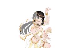 1girl black_hair bracelet breasts cleavage costume dancer green_eyes jewelry kurosawa_dia long_hair looking_at_viewer love_live! love_live!_sunshine!! official_art open_mouth skirt transparent_background