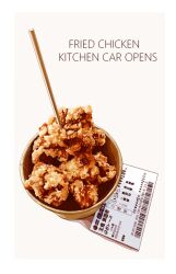 barcode chicken_(food) cup disposable_cup food food_focus fried_chicken matsuyama_kojika no_humans original skewer still_life