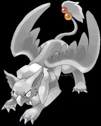 Rule 34 | choko (sweetpocket), claws, commentary request, creature, creature focus, dithering, eyrie, feathered wings, full body, gem, grey eyes, grey fur, grey wings, griffin, leaning forward, neopet (creature), neopets, no humans, orange gemstone, pixel art, red gemstone, serious, signature, silver neopet, simple background, solo, tail raised, white background, wings