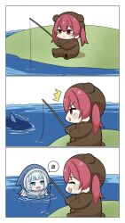 2girls fishing gawr_gura highres hololive houshou_kumarine houshou_marine multiple_girls red_hair shark_girl smile twintails virtual_youtuber