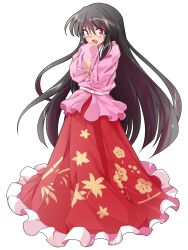 1girl alphes_(style) blush collar commentary_request crying crying_with_eyes_open dairi frilled_collar frills full_body highres houraisan_kaguya large_variant_set long_hair looking_at_viewer open_mouth parody pink_shirt red_eyes red_skirt shirt skirt socks solo style_parody tachi-e tears touhou transparent_background variant_set white_collar white_socks wide_sleeves