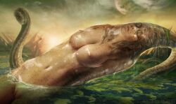 1girl bad_end blonde_hair breasts death digesting_girl digestion inside_creature large_breasts metroid monster navel ninjartist nintendo nipples nude peril pussy samus_aran snuff uncensored vore watermark worm