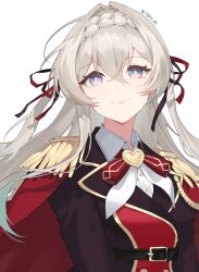 Rule 34 | 1girl, absurdres, firefly (honkai: star rail), firefly (vision) (honkai: star rail), grey hair, hair between eyes, hair ornament, hair ribbon, hairband, highres, honkai: star rail, honkai (series), long hair, looking at viewer, ogye 01, red ribbon, ribbon, smile, solo