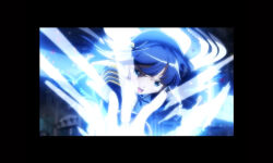1girl anime_coloring armor artist_request battle black_border black_shirt blue_eyes blue_hair blue_ribbon blunt_bangs border breastplate brown_bridal_gauntlets carnival determined dot_nose floating_clothes floating_hair flying game_cg holding light_blush light_particles long_sleeves magia_record:_mahou_shoujo_madoka_magica_gaiden magic magical_girl mahou_shoujo_madoka_magica nanami_yachiyo neck_ribbon official_art open_mouth outstretched_arm pauldrons ribbon shirt shoulder_armor solo upper_body v-shaped_eyebrows veil white_veil