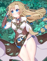 blonde_hair blony_(mabinogi) blue_eyes breasts gloves mabinogi niru_(jun800) outdoors panties runes side-tie_panties small_breasts smile underwear