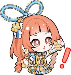 Rule 34 | !, 1girl, :o, artist request, balloon, balloon trip (infinity nikki), bare shoulders, blonde hair, blue hairband, blue ribbon, blunt bangs, blush stickers, bow, braid, bright pupils, brown eyes, buttons, center frills, clenched hands, cropped legs, detached sleeves, determined, dress, dress bow, earrings, flower, flower earrings, frilled dress, frilled hairband, frilled sleeves, frills, hair flower, hair ornament, hair ribbon, hairband, infinity nikki, jewelry, large ribbon, long hair, long sleeves, looking ahead, low twin braids, multicolored bow, multicolored buttons, multicolored hair, neck ribbon, nikki (series), official art, open mouth, orange hair, ribbon, sleeveless, sleeveless dress, solo, streaked hair, tareme, transparent background, twin braids, two-tone hair, upturned eyes, very long hair, white pupils, white sleeves, yellow dress, yellow flower, yellow ribbon