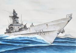 anchor cloud cloudy_sky destroyer highres japan_maritime_self-defense_force japan_self-defense_force js_hatakaze_(ddg-171) military military_vehicle no_humans ocean original overcast phalanx_ciws radar sailing ship ship_turret sky smile_(jdsmyoko) vehicle_focus warship watercraft
