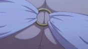 1other 2girls animal_ears animated anime_screenshot arms_behind_head bell bikini bouncing bouncing_breasts breasts brown_hair cleavage collar covered_erect_nipples cow_ears cow_girl crimvael dark-skinned_female dark_skin gigantic_breasts green_eyes guinea horns ishuzoku_reviewers kanchal looking_at_breasts lowres multiple_girls neck_bell o-ring o-ring_bikini shiny_skin short_hair sound swimsuit tagme video
