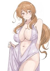 1girl abs absurdres breasts character_request copyright_request covered_erect_nipples dress groin highres ken_(shutenndouji1) large_breasts navel no_panties smile tagme