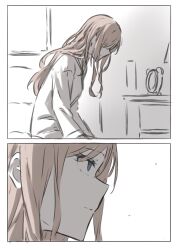 1girl alarm_clock bang_dream! bang_dream!_it&#039;s_mygo!!!!! blue_eyes brown_hair clock closed_mouth commentary_request highres kanade_(kanade_3344) long_sleeves nagasaki_soyo pajamas sidelocks