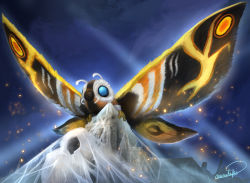 bug butterfly cocoon compound_eyes energy glowing godzilla_(series) godzilla_vs._mothra inosuke_(monstruo) insect japan kaiju moth mothra national_diet_building night no_humans powder real_world_location toho tokyo_(city) wings