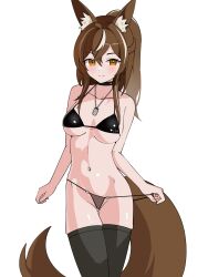 Rule 34 | 1girl, absurdres, aitshef, animal ear fluff, animal ears, breasts, brown hair, callisto (greyeth), choker, commission, fox ears, fox girl, fox tail, highres, large breasts, leaf, looking at viewer, maple leaf, multicolored hair, navel piercing, original, panties, panty pull, piercing, second-party source, solo, streaked hair, tail, thighhighs, underwear
