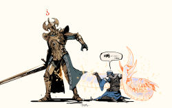 2boys ? armor breastplate chinese_text crucible_knight dated elden_ring eureka1812 fake_horns full_armor gauntlets gold_armor greatsword helmet highres holding holding_sword holding_weapon horned_helmet horns hugging_another&#039;s_tail kneeling male_focus armored_boots multiple_boys signature simple_background sword tail hugging_tail tarnished_(elden_ring) translation_request waist_cape warrior_(elden_ring) weapon white_background