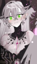 1girl absurdres breasts demon_girl demon_horns demon_wings fate/grand_order fate_(series) green_eyes grey_hair grey_wings hanpp_rifle highres horns large_breasts lilith_(fate) lilith_(third_ascension)_(fate) long_hair looking_at_viewer skeletal_hand snake solo very_long_hair wings