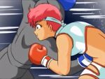 1980s_(style) 1boy 1girl abs animated anime_screenshot ass back blue_gloves boots boxing boxing_gloves boxing_ring breasts brown_eyes bruise cleavage close-up crop_top defeat dirty_pair domination falling gloves hairband indoors injury kei_(dirty_pair) large_breasts looking_at_another midriff moaning motion_blur mouthpiece oldschool pain punching red_gloves red_hair reflection resized retro_artstyle rolling_eyes ryona saliva short_hair short_shorts shorts silhouette silver_boots silver_crop_top silver_shorts solo_focus sound sound_effects standing stomach_punch sukaruda sunrise_(company) sweat third-party_edit top-down_bottom-up unconscious uppercut upscaled video violence vomit wince