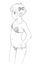 Rule 34 | 1girl, bikini, bow, dragon quest, dragon quest v, female focus, hero&#039;s daughter (dq5), monochrome, short hair, solo, swimsuit, white background, xiin