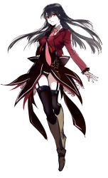 1girl black_hair black_thighhighs boots female_focus full_body garter_straps highres hug_(yourhug) knee_boots leotard lucifer_(umineko) necktie red_eyes solo stakes_of_purgatory thighhighs umineko_no_naku_koro_ni