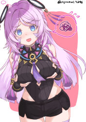 Rule 34 | 1girl, @ @, ayamal (mainichi ryokucha), black gloves, black leotard, black shorts, blue eyes, braid, breasts, citlali (genshin impact), commentary request, cowboy shot, facial mark, floating headgear, forehead mark, genshin impact, gloves, grabbing own breast, headgear, highres, leotard, looking at viewer, open mouth, parted bangs, pink hair, ribbed leotard, ring hair ornament, short shorts, shorts, simple background, solo, spoken squiggle, squiggle, triangle, triangle facial mark, twin braids, twitter username, white background