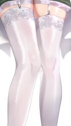 1girl absurdres commentary english_commentary feet_out_of_frame frilled_skirt frills garter_straps highres indie_virtual_youtuber leg_focus leg_only luke_s_(artist) nimi_nightmare simple_background skirt solo thighhighs virtual_youtuber white_background white_garter_straps white_thighhighs zettai_ryouiki