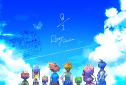 Rule 34 | 3girls, 5boys, bug, butterfly, cloud, digimon, glasses, insect, ishida yamato, izumi koshiro, kido jo, multiple boys, multiple girls, pixiv user (3021054), sky, tachikawa mimi, takaishi takeru, takenouchi sora, yagami hikari, yagami taichi