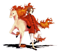 Rule 34 | axis powers hetalia, brown eyes, brown hair, china (hetalia), chinese clothes, crossover, gen 1 pokemon, hands in opposite sleeves, long hair, long sleeves, male focus, nintendo, pokemon, pokemon (creature), ponytail, rapidash, wide sleeves