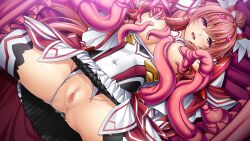 Rule 34 | 1girl, blush, breasts, breasts out, celestia paladin, censored, clothing aside, covered navel, game cg, inoino, kouyoku senki exs-tia, large breasts, large variant set, long hair, looking at viewer, lying, magical girl, mosaic censoring, nipple stimulation, nipple tweak, nipples, non-web source, official art, open mouth, panties, pink hair, purple eyes, pussy, pussy juice, restrained, rieszverne suzette paladill, shiny skin, skirt, solo, spread legs, tentacles, thighhighs, torn clothes, underwear, variant set, wide spread legs