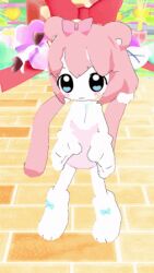 1girl animal_ears animated blue_eyes bow chromu gloves hair_bow indie_virtual_youtuber long_hair paw_gloves paw_shoes pink_hair solo twintails virtual_youtuber