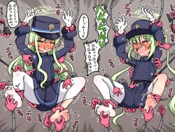 2girls barefoot blue_archive highres hikari_(blue_archive) laughing multiple_girls nozomi_(blue_archive) siblings sisters soles tickle_torture tickling tickling_feet toes yancelot