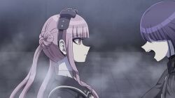 Rule 34 | 1boy, 1girl, animated, brother and sister, last defense academy school uniform, matching hair/eyes, pink eyes, pink hair, purple hair, siblings, simple background, tagme, the hundred line -last defense academy-, tsukumo ima, tsukumo kako, twins, video