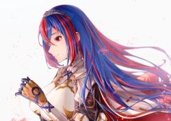 1girl blue_eyes blue_hair breasts crossed_bangs female_alear_(fire_emblem) fire_emblem fire_emblem_engage highres large_breasts multicolored_hair nintendo red_eyes red_hair shi-on solo split-color_hair tiara two-tone_hair upper_body