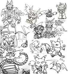 Rule 34 | agumon, beelzebumon, culumon, digimon, digimon (creature), granddracumon, green eyes, highres, loogamon, monochrome, patamon, picodevimon, point ears, renamon, tailmon, triangle, tunomon, vamdemon, zero unit