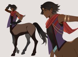 1boy brown_hair centaur circlet dark-skinned_male dark_skin dr_metagross fire_emblem fire_emblem_engage fogado_(fire_emblem) gold_armlet gold_circlet highres looking_to_the_side male_focus nintendo short_hair taur
