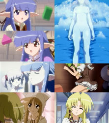 00s 6+girls anime_screenshot blonde_hair blue_hair breasts collage episode14 fuyou_kaede green_hair green_panties half_updo happy kareha lycoris lying multiple_girls nerine nipples nude on_side orange_hair panties pantyshot pointy_ears primula purple_eyes red_eyes school_uniform serafuku shigure_asa short_twintails shuffle! silver_hair sleeping smile twintails underwear