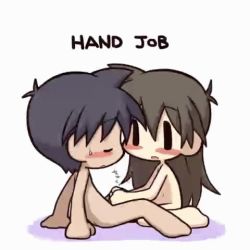 1boy 1girl animated animated_gif chibi handjob hetero ikkyuu kamasutra lowres nude penis tagme text_focus