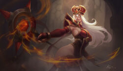 1girl claws groin highres lips mage_staff staff tagme