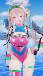 1girl 3d animated blue_hair bouncing_breasts breasts cornelia_vr dancing highres large_breasts long_hair pink_hair red_eyes solo tagme thighs video vrchat yellow_eyes